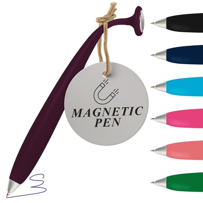 Wellspring Wiggle Writing Pens - Magnetic Pen with Built-in Magnet for Fridge Notes & Lists - Refillable Pens for Home & Office - Amethyst - Image 1